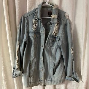 Distressed oversized Jean jacket
